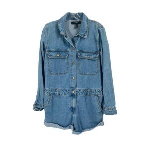 Forever 21 Long Sleeve Denim Romper Jumpsuit Sz Medium